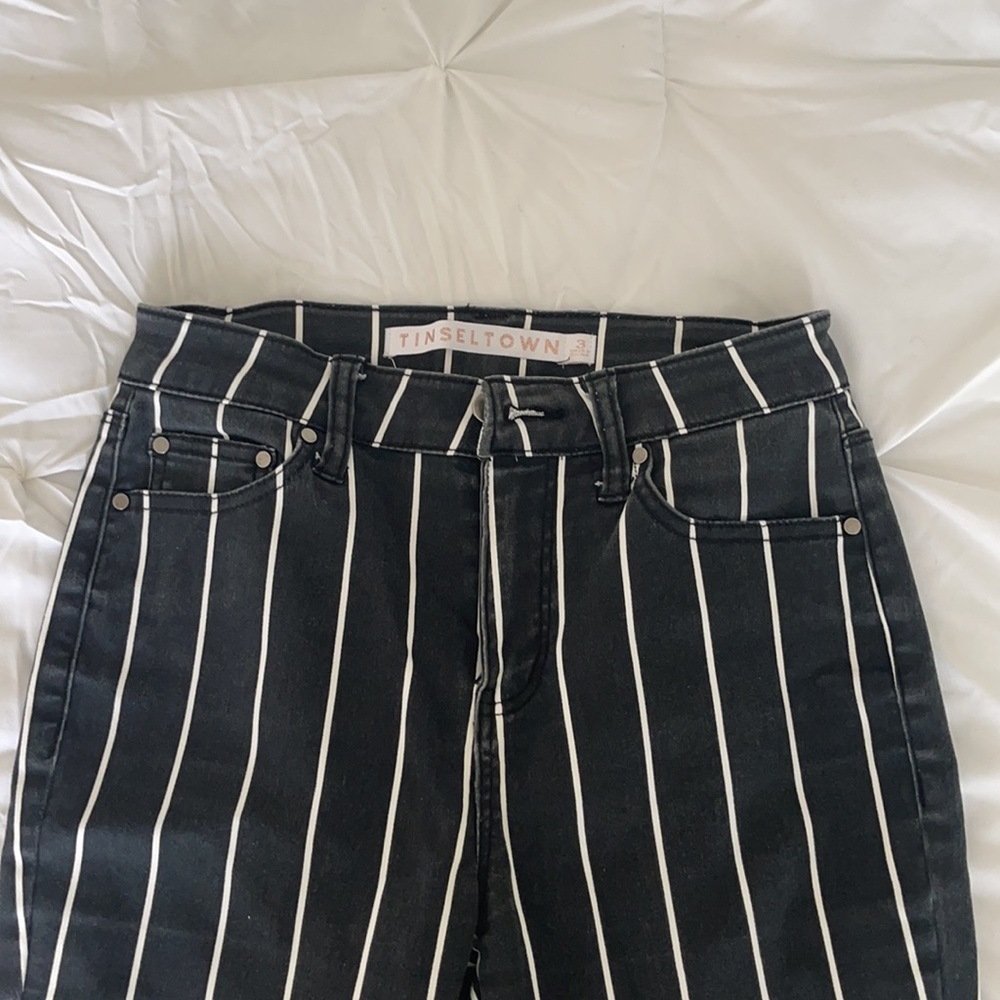 Mid Rise Striped Skinny Jeans - Picture 3 of 5
